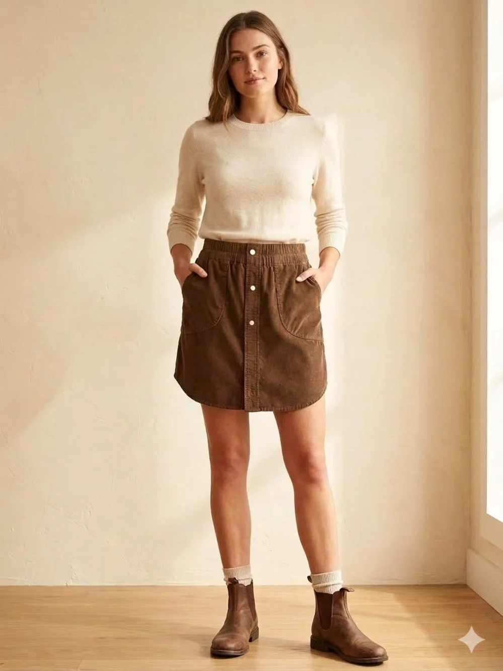 Urban Renewal Recycled Brown Corduroy Mini Skirt Size S/M